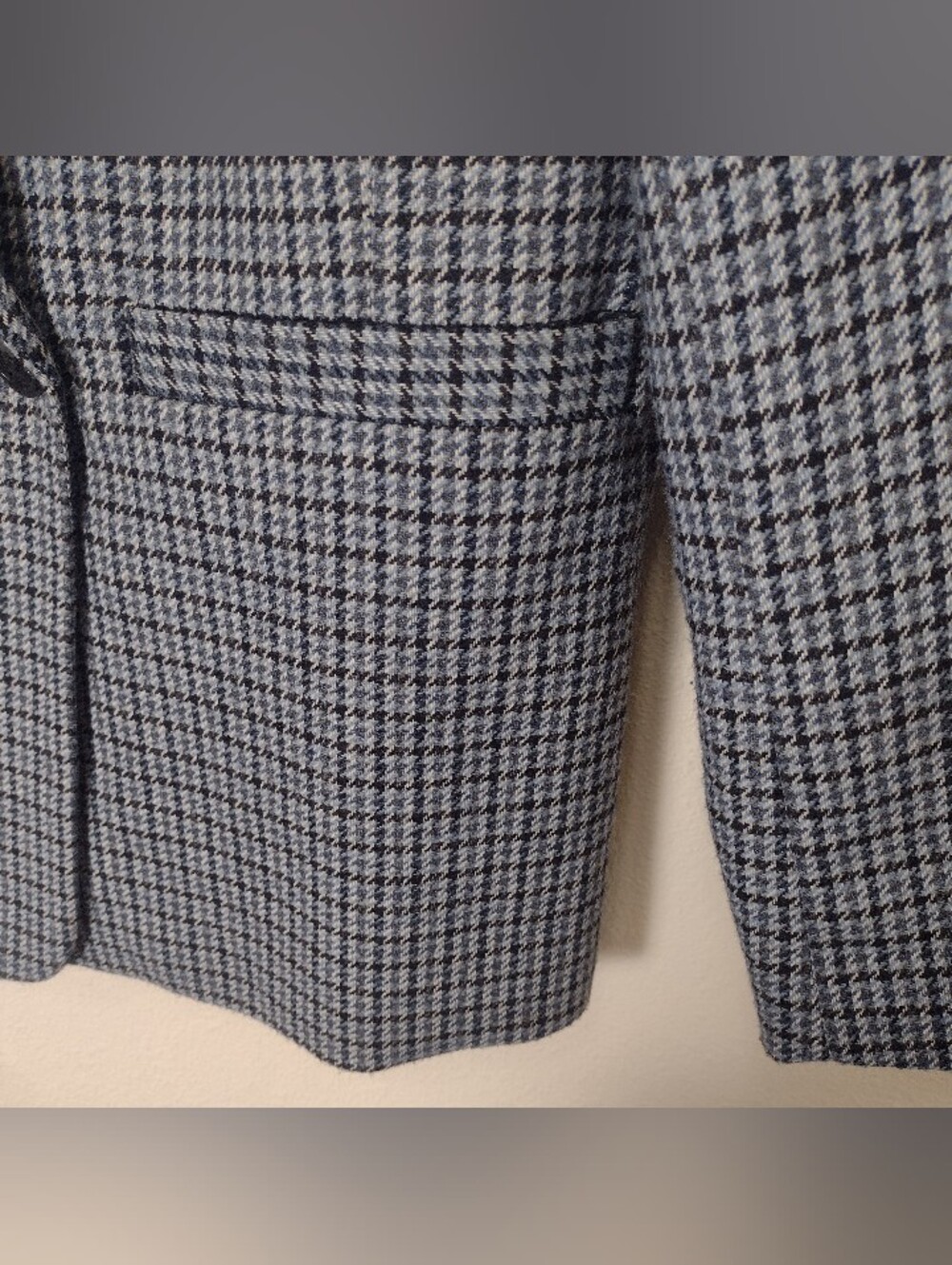 Gap Houndstooth Wool Blend Blazer Double Button Blue Size 12 - Picture 8 of 16